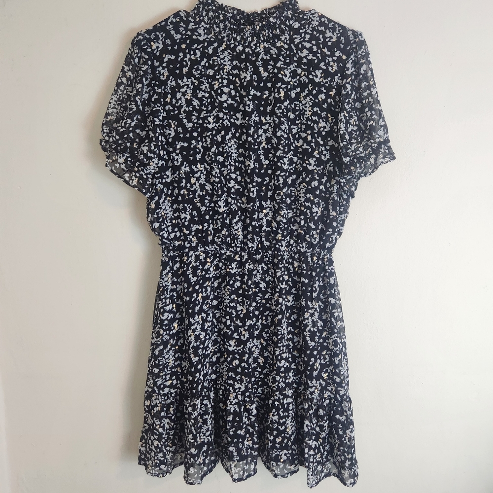 Francesca's Crystal Doll Mock Neck Gold Pattern Mini Dress NWT Size Large
